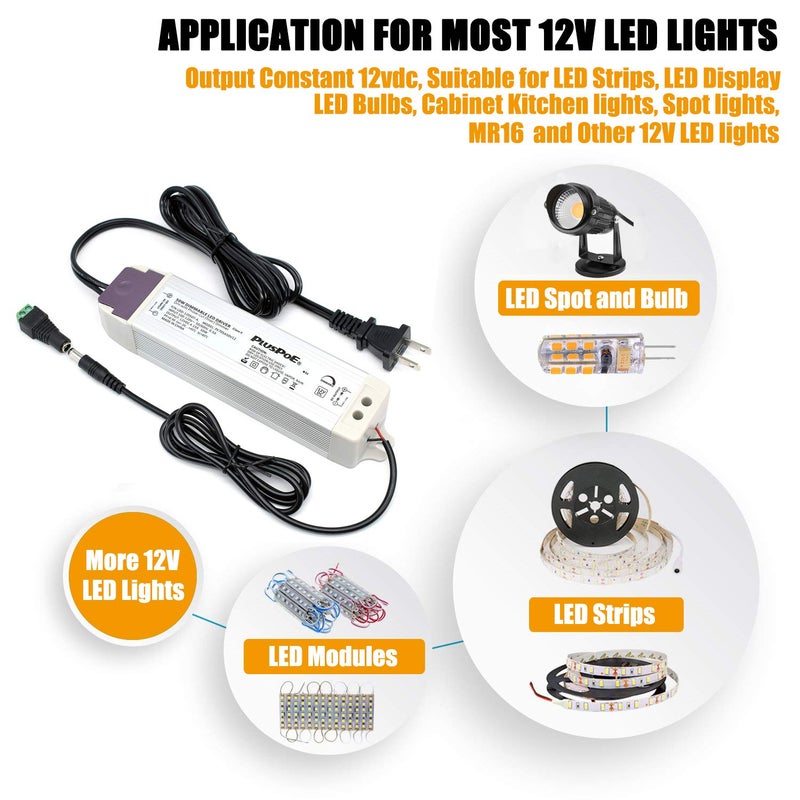 PLUSPOE LED Light Strip 50W Dimmable Driver(4.15A),Magnetic,110V AC to 12V DC Transformer,Low Voltage Power Supply,Compatible with Lutron and Leviton dimmer, for Kitchens, Cabinets, Bedrooms and More - Image 5